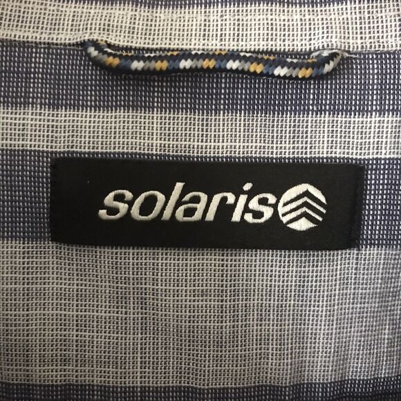 Solaris Shirt Short Sleeve Button Up Woven Stripe Shirt Mens Large Blue Outdoors - Picture 2 of 5